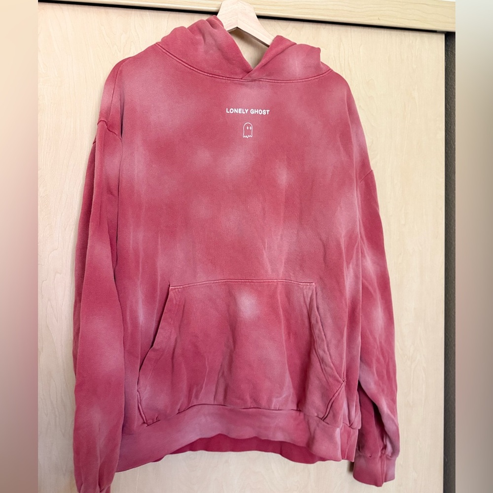 LONELY GHOST Dusty Red Tie-Dye Hoodie